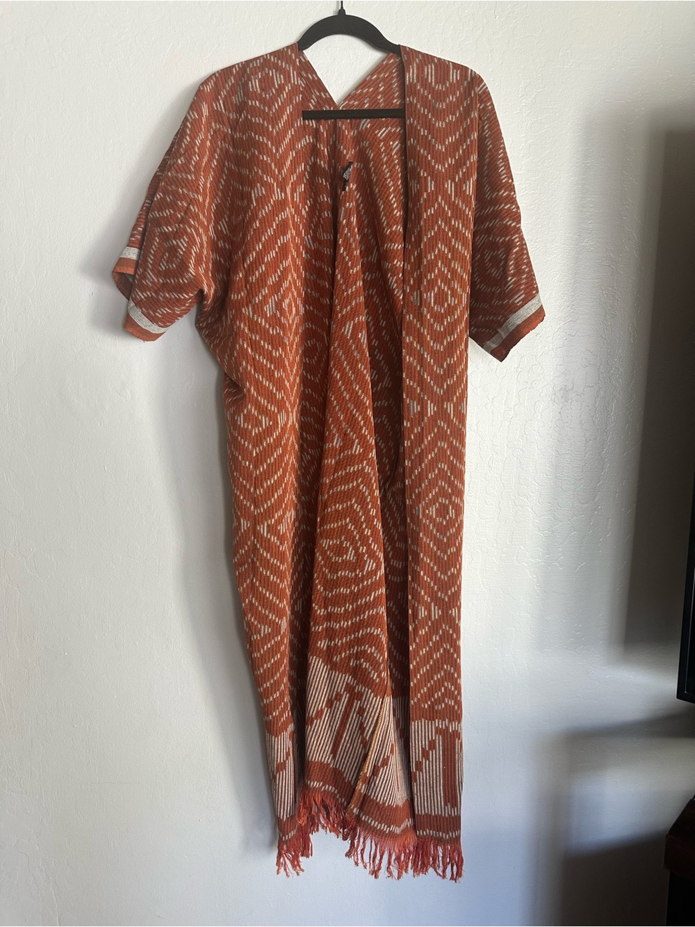 Rust Orange Patterned Kimono Dress